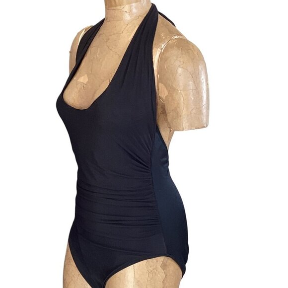 MIRACLESUIT Shaping Halter Neck Underwire Slimming 1-Piece Swimsuit 14 Black 72P - Picture 4 of 8